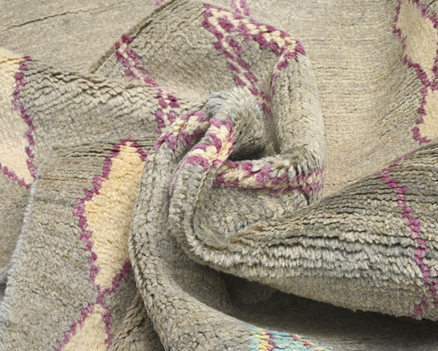 13 Feet Moroccan Gray Hand Woven Wool Runner Rug